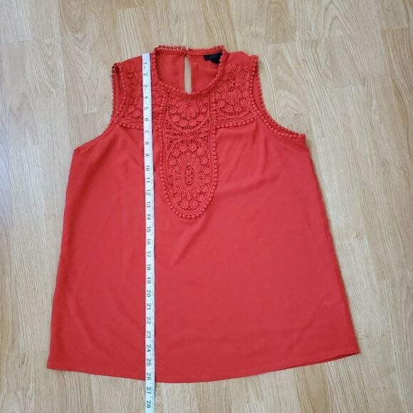 Halogen Lace Detail Crepe Top - size Small in Red/Orange - Picture 8 of 10
